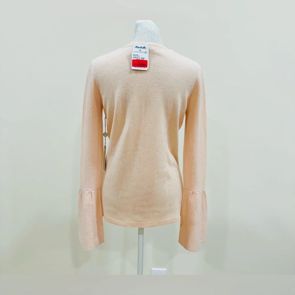NWT  Christopher Fischer V-Neck Bell Sleeve 100% Cashmere Sweater Size S/P‎